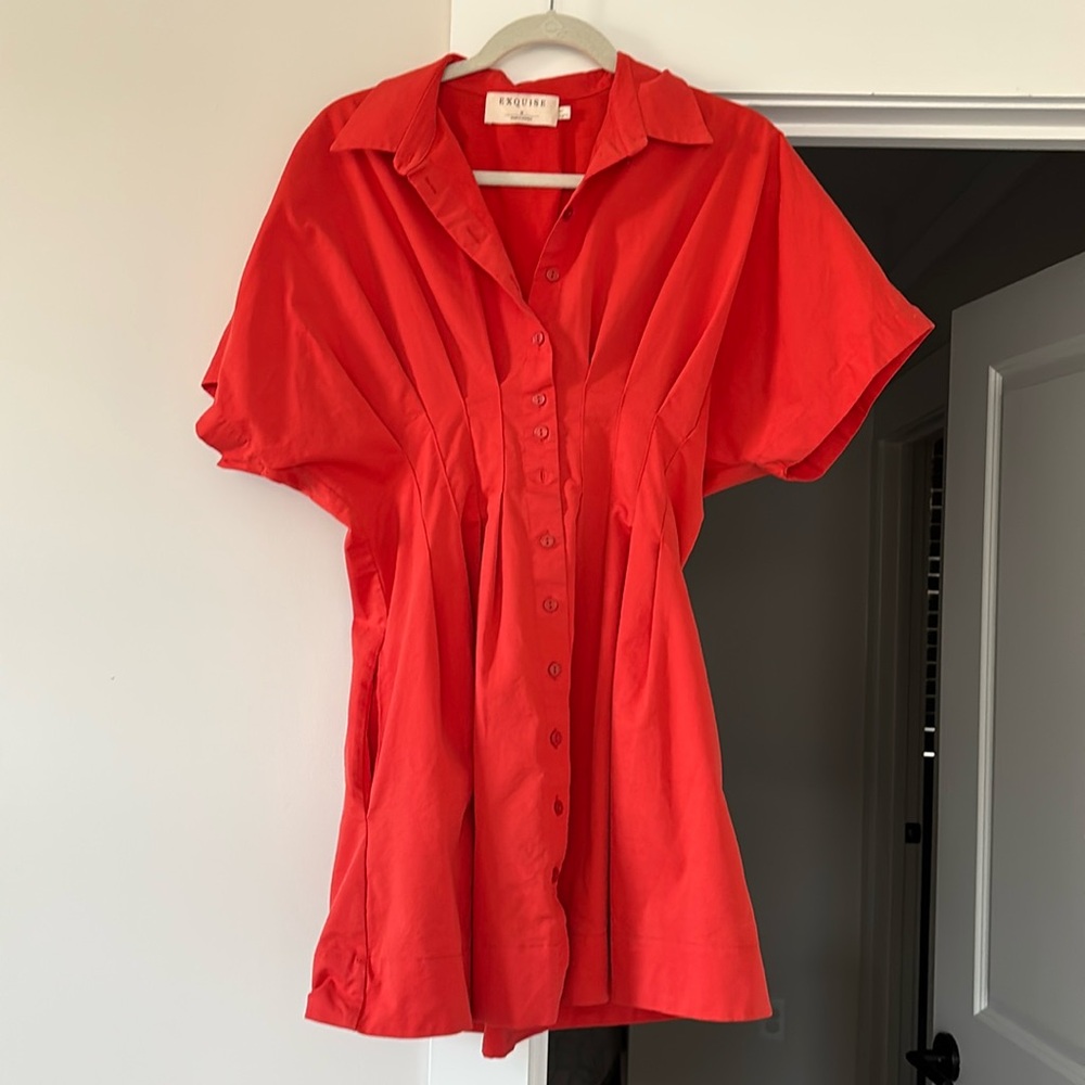 Like new! Anthropologie’s Exquise Tobie dress in tomato red
